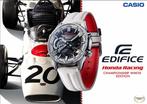Honda Racing Edition Spéciale Edifice Blanc Chronographe, Comme neuf, Casio, Cuir, Acier
