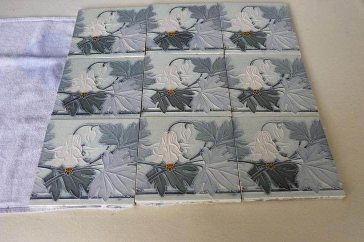 Lot van 9 antieke art nouveau tegels, Antiek en Kunst, Antiek | Wandborden en Tegels, Ophalen of Verzenden