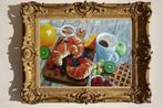 Peinture « Petit déjeuner avec croissants et café », Antiquités & Art, Art | Peinture | Moderne, Envoi