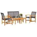 tuinsets loungset compleet massief hout en rattan, Enlèvement, Neuf, Bois, Banque