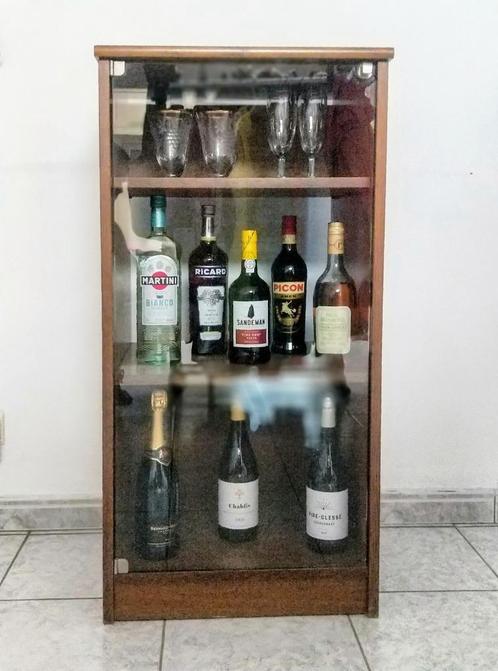 Retro houten barkast met raam — snel vast te pakken, Huis en Inrichting, Kasten | Vitrinekasten, Gebruikt, 100 tot 150 cm, 50 tot 100 cm