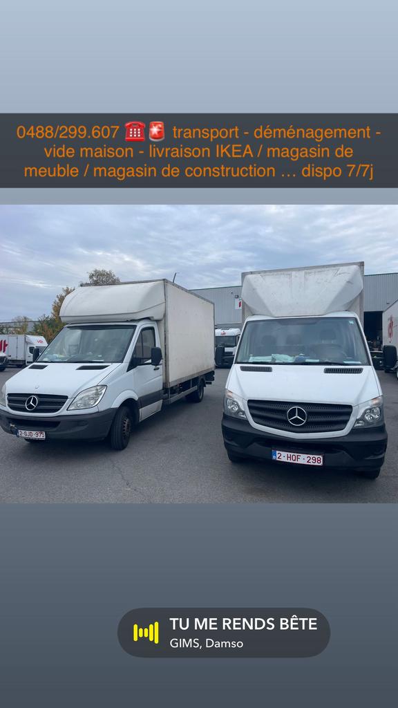 Transport - demenagment : lift et camion 0488/299.607 ️, Ophalen of Verzenden