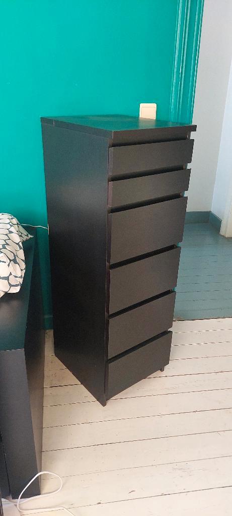 Commode noire MALM 40x123 cm, Maison & Meubles, Armoires | Commodes, Utilisé, 100 à 150 cm, Moins de 50 cm, 25 à 50 cm, 5 tiroirs ou plus