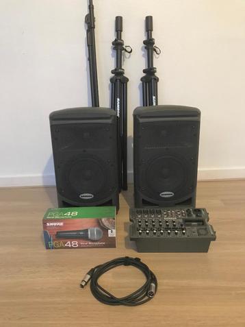 PA systeem met speakers en microfoon, Muziek en Instrumenten, Ophalen, Gebruikt, Minder dan 500 watt, P.A.