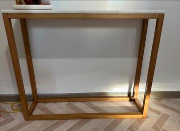 Console tafel massief eikenhout marmer, Enlèvement, Comme neuf, Chêne