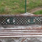 antieke tuinset gietijzer en afzelia, Tuin en Terras, Ophalen, 4 zitplaatsen, Gebruikt, Bank