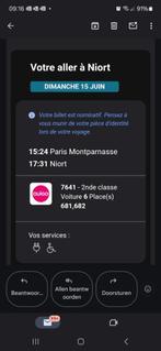 Tickets Quigo parijs - niort 2p zo 15/6, Tickets & Billets, Transports en commun, Deux personnes, Train, Avec destination ou date