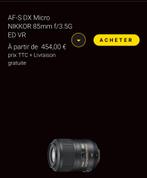 AF-SDX micro nikkor 85mmf/3.5G ED VR, Audio, Tv en Foto, Foto | Lenzen en Objectieven, Nieuw