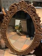 Spiegel in handgesneden houten kader, Antiek en Kunst, Ophalen, Ovaal