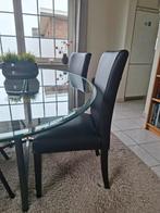 4 zwart lederen stoelen, Ophalen, Zwart