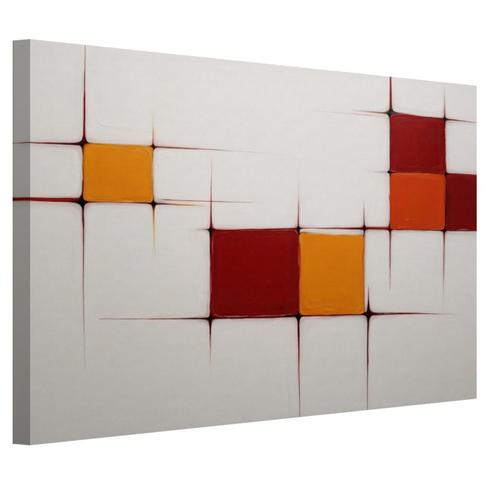 Rode en orange vakken minimalisme canvas 60x40cm - 18mm., Huis en Inrichting, Woonaccessoires | Wanddecoraties, Nieuw, Verzenden