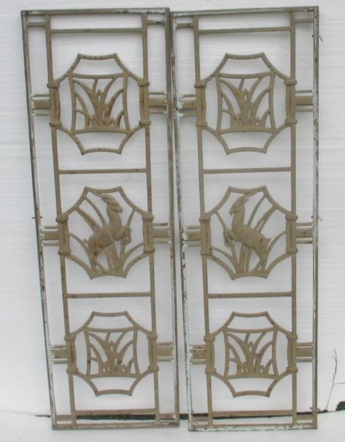 twee art deco grillen ornamenten met antilopes, Antiek en Kunst, Curiosa en Brocante, Ophalen
