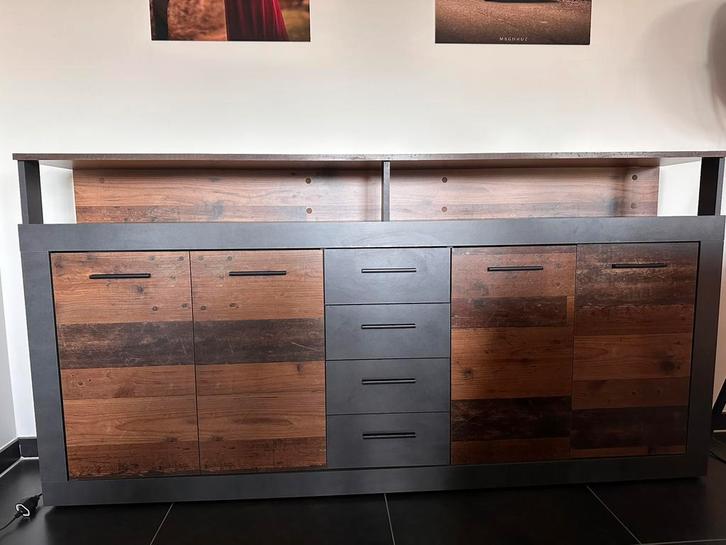 Meubelset - Industriële look, Huis en Inrichting, Complete eetkamers, Gebruikt, 4 tot 6 stoelen, Ophalen