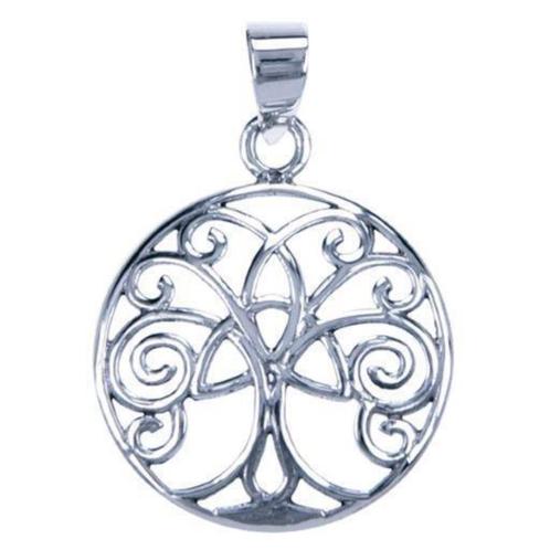 Levensboom met Triquetra, hanger van zilver, Handtassen en Accessoires, Kettinghangers, Nieuw, Zilver, Zilver, Ophalen of Verzenden