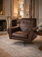 Lot de 2 fauteuils vintage lounge club en sky brun chrome, Antiquités & Art, Enlèvement ou Envoi