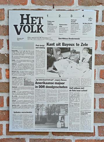Drukplaat voorpagina krant Het Volk 26 maart 1985 beschikbaar voor biedingen