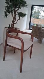 Eetkamerstoel walnoot hout met beige zitting, Ophalen