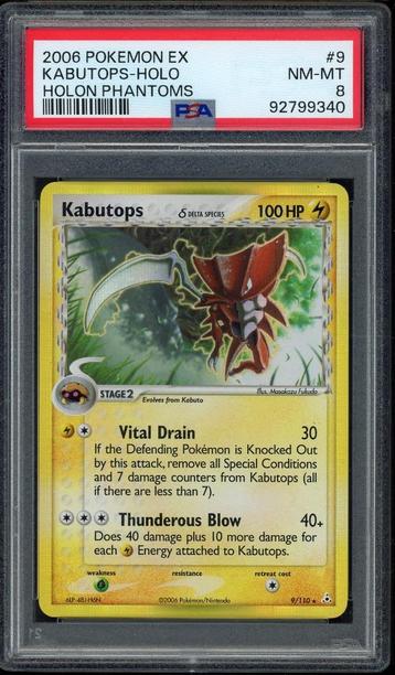 Kabutops Holo PSA 8 - 9/110 - EX Holon Phantoms 2006, Hobby en Vrije tijd, Verzamelkaartspellen | Pokémon, Verzenden, Zo goed als nieuw