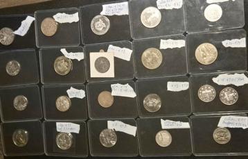 27 verzamelmunten, zowel vol zilver als verzilverd beschikbaar voor biedingen