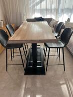Hoge eikenhouten eettafel met 4 kinderstoelen, Huis en Inrichting, Ophalen, 100 tot 150 cm, Eikenhout, 50 tot 100 cm