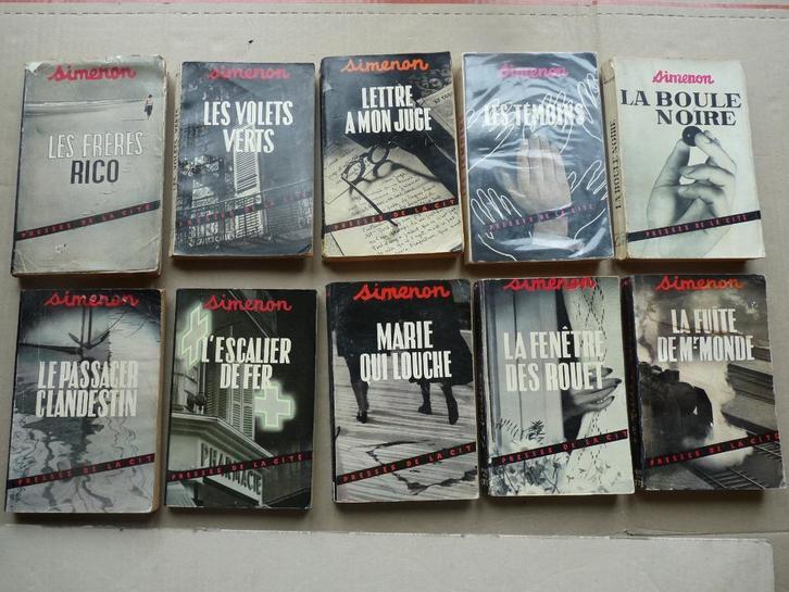 Simenon - Lot de 10 livres anciens et EO, Boeken, Detectives, Gelezen, Verzenden