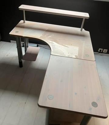 Bureau en coin FLEXA CLASSIC blanchi + tablette & rallonge beschikbaar voor biedingen