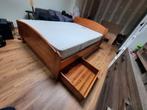 Eikenhouten bed met lades, 140x200 cm, incl matras, Maison & Meubles, Chambre à coucher | Chambres à coucher complètes, Utilisé