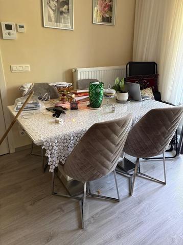 Tafel en stoelen complete set, Enlèvement, Comme neuf, Blanc, Cinq, Six Chaises ou plus