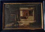 Antiek schilderij gesigneerd J. Legrand - Boerderijtafereel, Ophalen of Verzenden