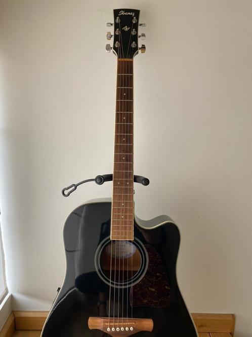 Gitaar, Ibanez Artwood AW70ECE-BK Black + accesoires, Muziek en Instrumenten, Snaarinstrumenten | Gitaren | Elektrisch, Zo goed als nieuw