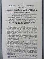 Johannes van Beeumen oorlogsvrijwilliger 1914 - 1918 Deurne, Verzamelen, Bidprentjes en Rouwkaarten, Verzenden, Bidprentje