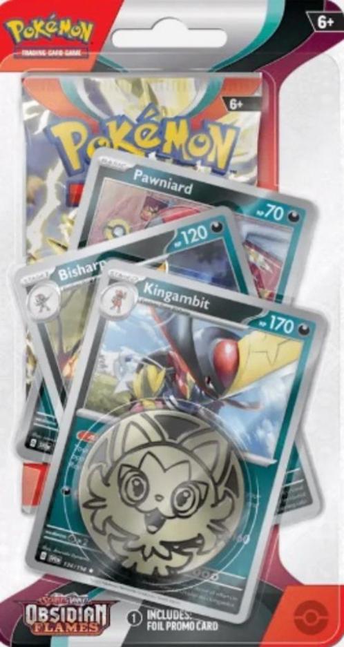 Pokémon Obsidian Flames:Premium Checklane Blister- Kingambit, Hobby en Vrije tijd, Verzamelkaartspellen | Pokémon, Nieuw, Booster