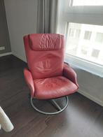 Fauteuil en cuir bordeaux avec dossier inclinable, Maison & Meubles, Fauteuils, 75 à 100 cm, Cuir, Enlèvement, Utilisé