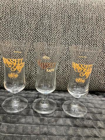 Set 3 glazen Hasselt kaffé / Hasseltse koffie 14,5 cm hoog, Verzamelen, Glas en Drinkglazen, Ophalen of Verzenden