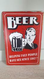 Metalen rusty-old vintage look wandplaat man cave humor BEER, Huis en Inrichting, Ophalen of Verzenden, Nieuw