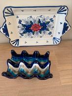 Vintage eierhouder en schaaltje uit keramiek, Antiek en Kunst, Ophalen of Verzenden