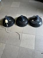 3 lampes industrielles émail noir, Utilisé, Enlèvement ou Envoi, Métal