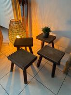 Lot de 4 tabourets en bois massif – style rustique/vintage, Huis en Inrichting, Krukjes, Ophalen, Gebruikt, Hout