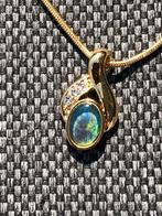 Collier rempli en or 14 carats  magnifique, triplet d'opales, Bijoux, Sacs & Beauté, Neuf, Enlèvement ou Envoi, Avec pendentif
