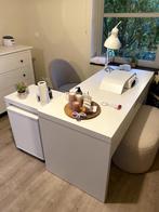 Bureau Malm met kolomkastje, Huis en Inrichting, Bureaus, Ophalen, Zo goed als nieuw, Bureau