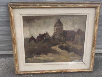 Huile sur panneau eglise signe Louis demesmaeker beschikbaar voor biedingen