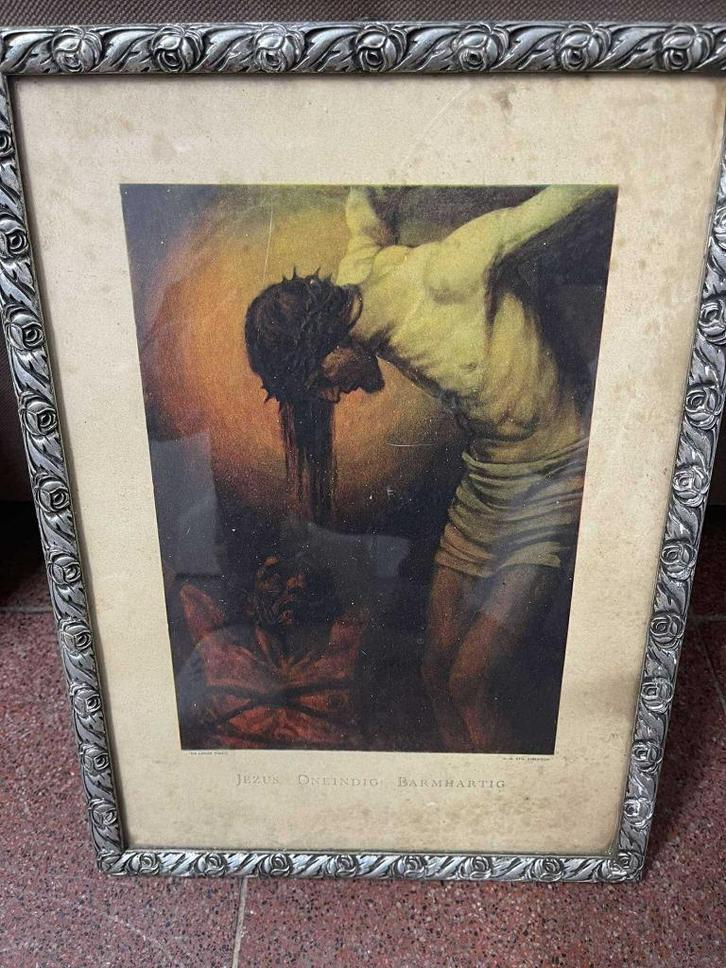 kader jezus anno 1920, Antiek en Kunst, Antiek | Religieuze voorwerpen, Ophalen of Verzenden