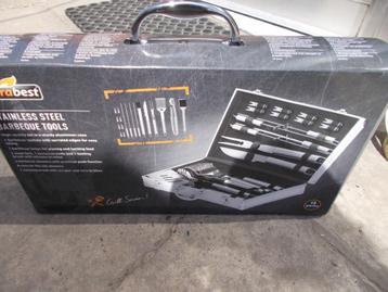 Outils de barbecue Florabest en acier inoxydable 18 pièces +, Enlèvement ou Envoi, Aluminium