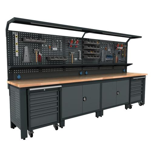 Industriële werkbank 3,7 meter breed met led verlichting, Auto diversen, Autogereedschap, Nieuw, Verzenden