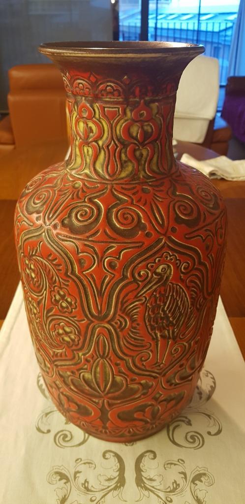 Zeer mooie grote vintage vaas in keramiek getekend en genumm, Antiek en Kunst, Antiek | Vazen, Ophalen of Verzenden