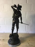 Antiek bronzen beeld, drinkende landbouwer, Antiek en Kunst, Antiek | Brons en Koper, Ophalen