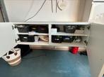 Tv kast met Glazen plaat op, Huis en Inrichting, Kasten |Televisiemeubels, Ophalen, Minder dan 50 cm, Gebruikt, Eikenhout