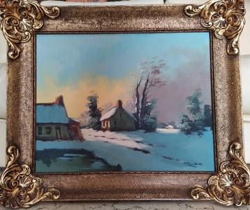 Schilderij olieverf op doek - winterlandschap - M. De Witte beschikbaar voor biedingen