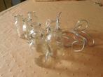 6 mini-flesvormige vaasjes, Huis en Inrichting, Ophalen of Verzenden, Zo goed als nieuw, Glas, Minder dan 50 cm
