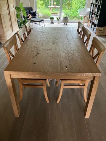 eettafel + 6 stoelen, Huis en Inrichting, Ophalen, Gebruikt, Landelijk, Vijf personen of meer